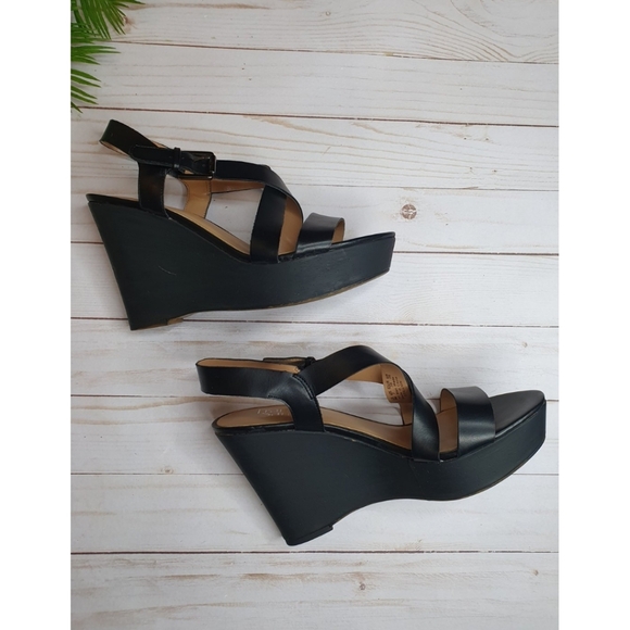 Franco Sarto Stallion Strappy Criss Cross Cork Wedge Sandal, Platform, Black, 9 - Picture 7 of 7